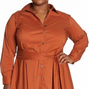 Pari Passu Plus Size Terracotta Women's Poplin Shirt Dress - NWOT